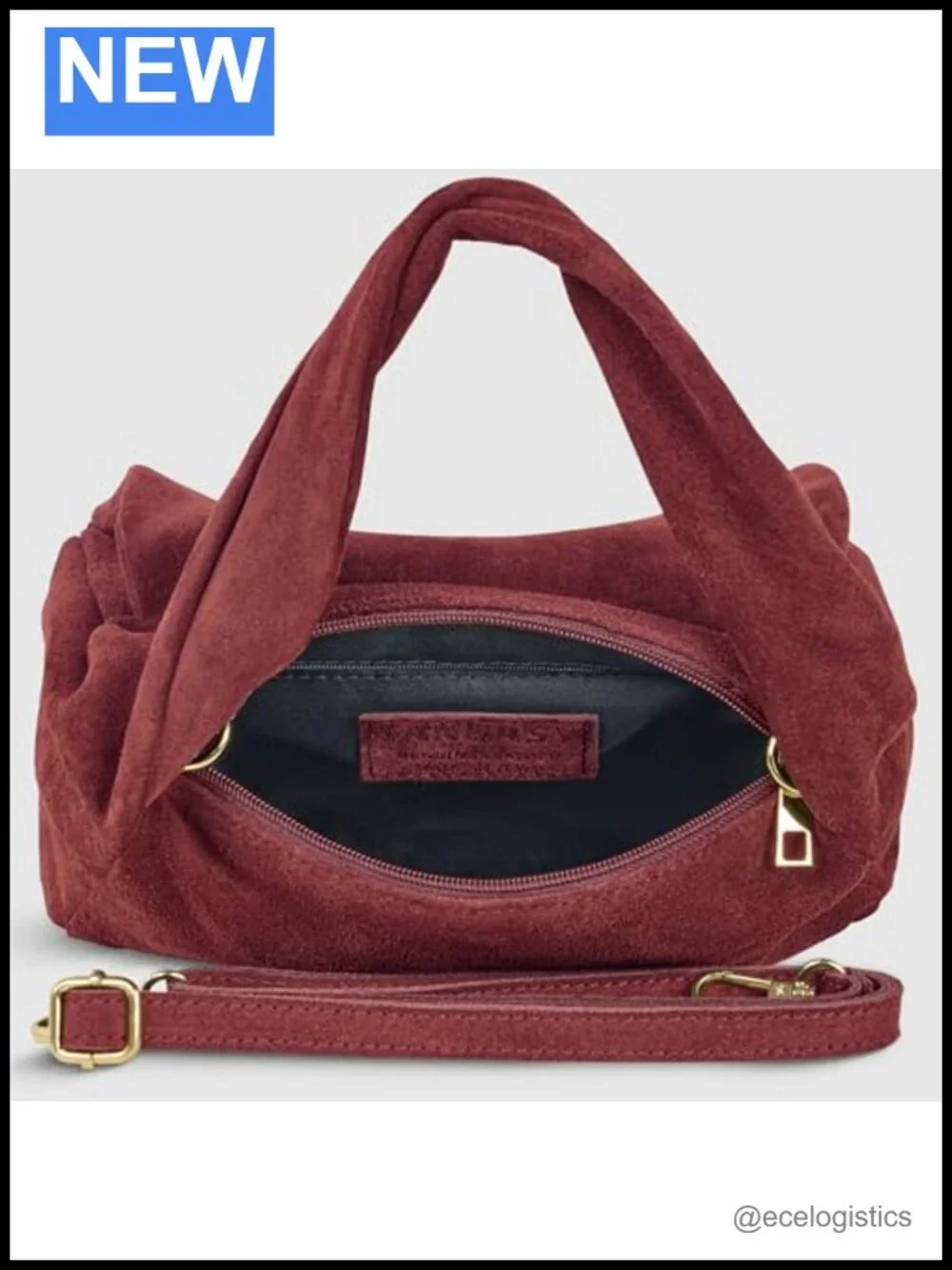 Genuine Suede Top-Handle Satchel with Detachable Strap Women's Handbag